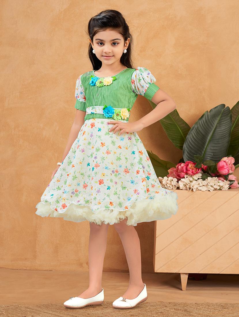 girls floral print puff sleeve fit & flare dress - 22012076 -  Standard Image - 1
