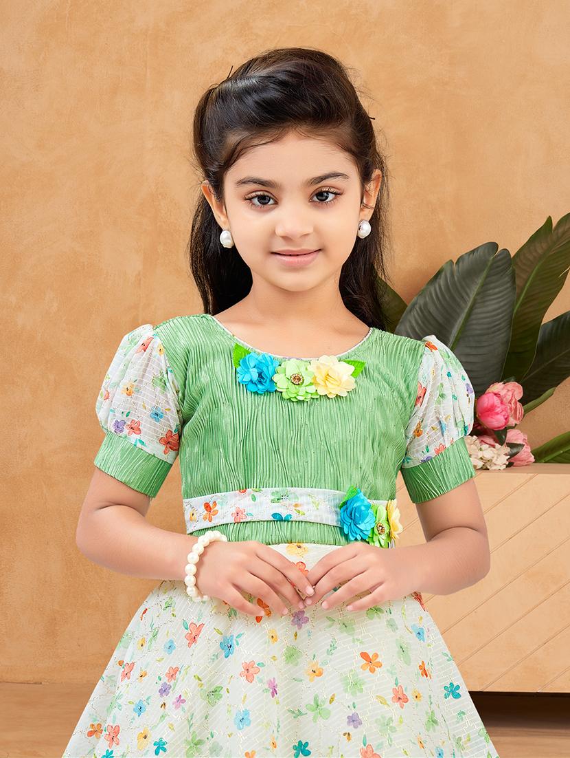 girls floral print puff sleeve fit & flare dress - 22012076 - Standard Image - 4