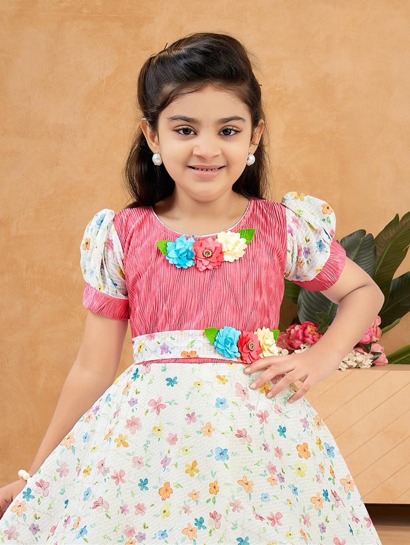 girls floral print puff sleeve fit & flare dress - 22012077 - Standard Image - 4