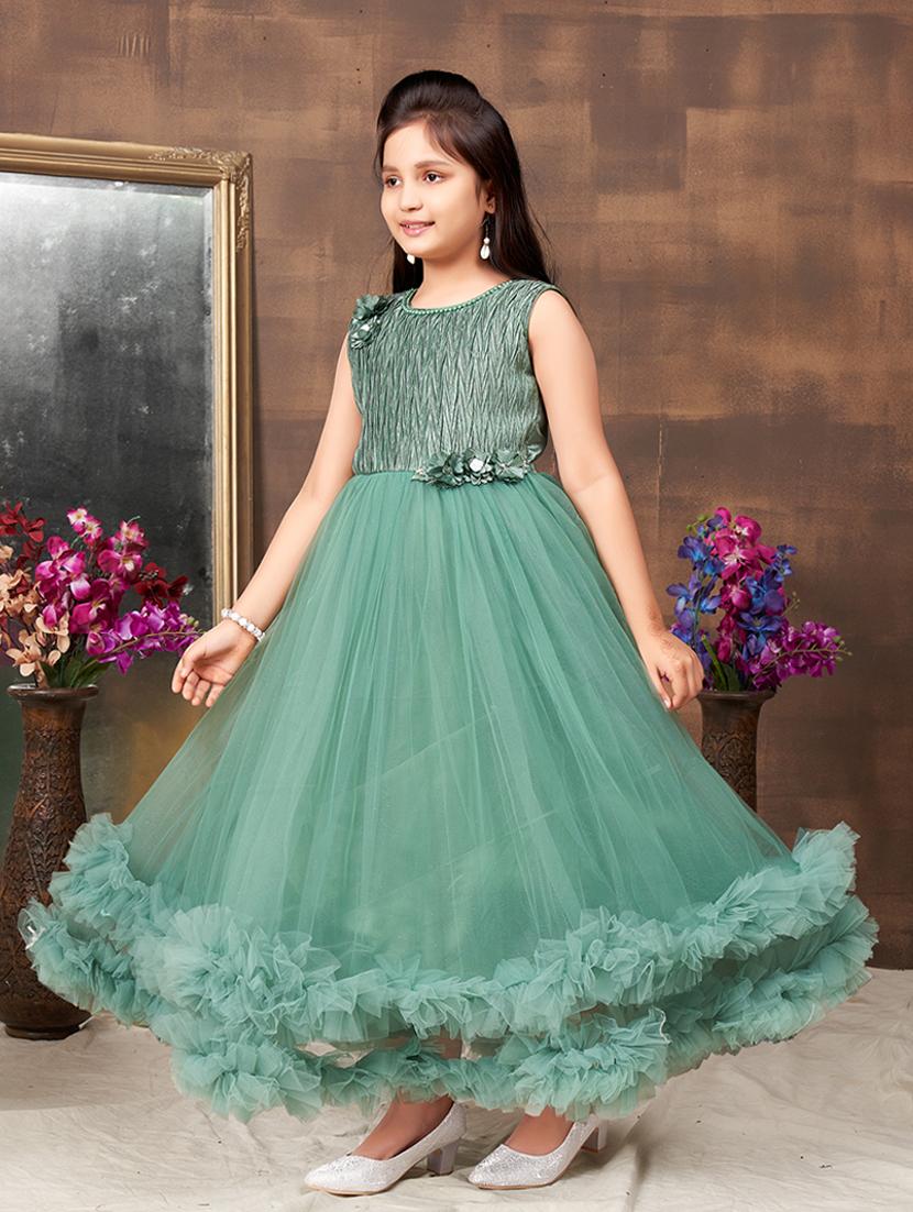 girls solid sleeveless fit & flare maxi dress - 22012079 - Standard Image - 1