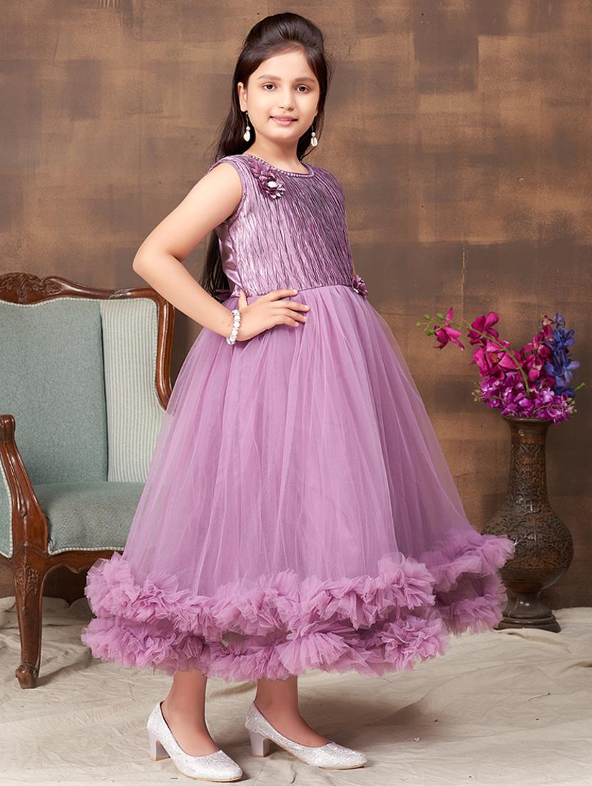 girls solid sleeveless fit & flare maxi dress - 22012080 -  Standard Image - 1