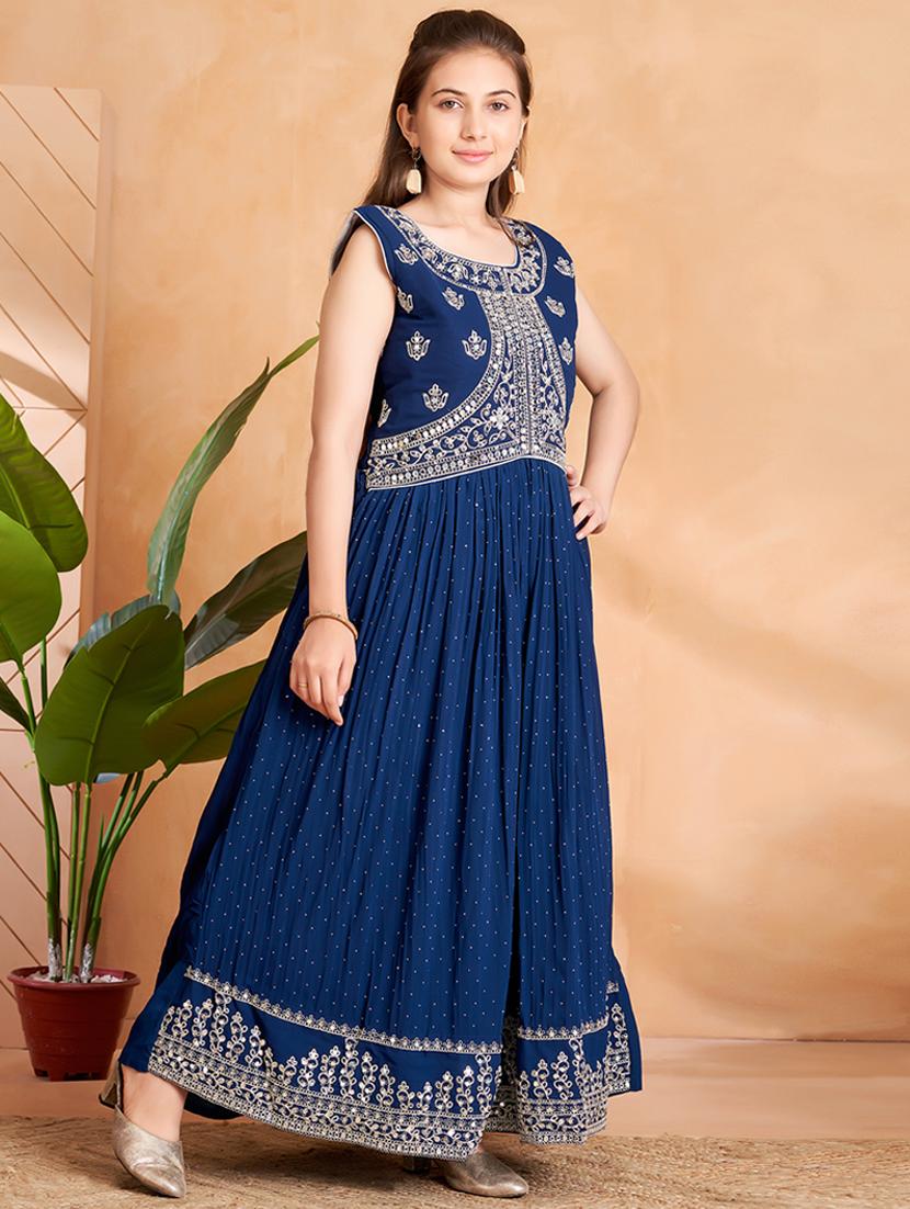 girls embroidered sleeveless fit & flare gown - 22012092 -  Standard Image - 1