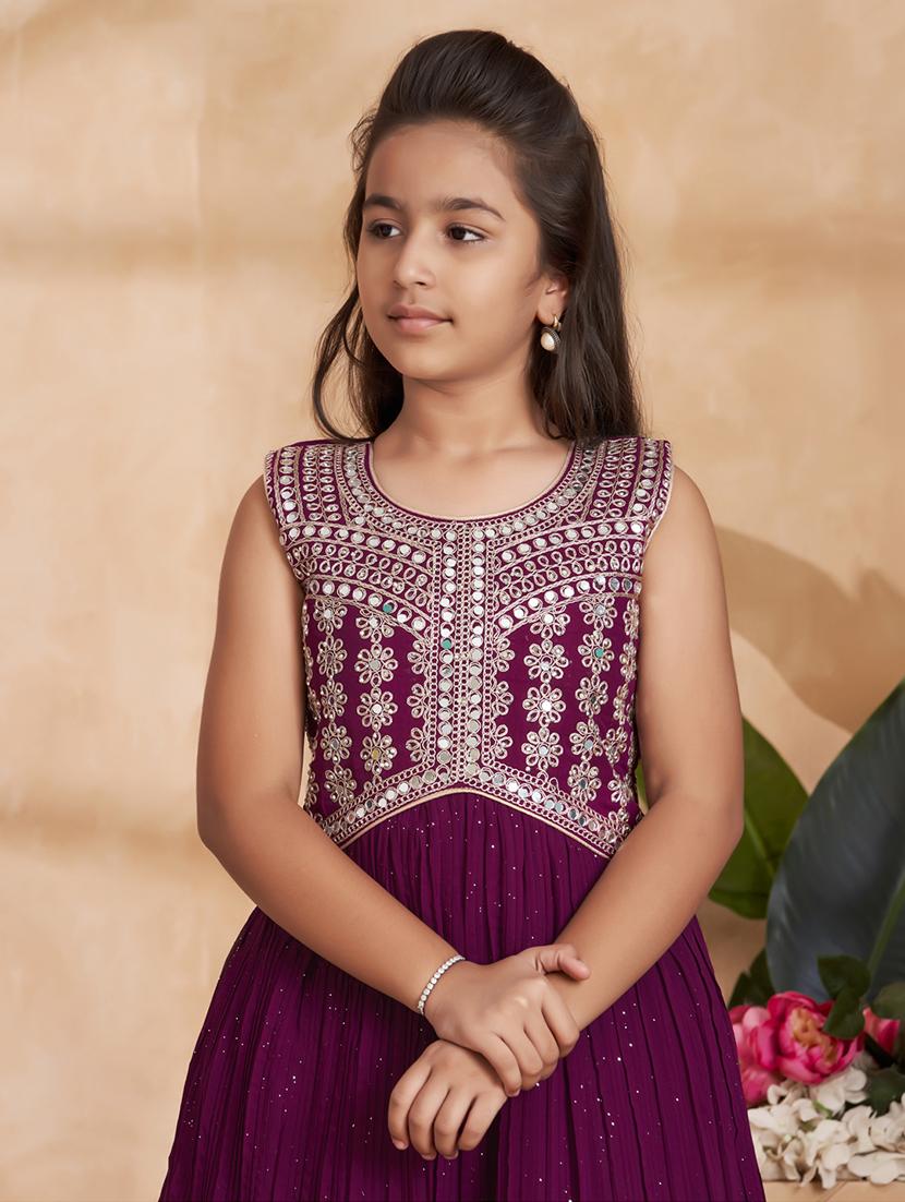 girls embroidered sleeveless fit & flare gown - 22012096 - Standard Image - 4