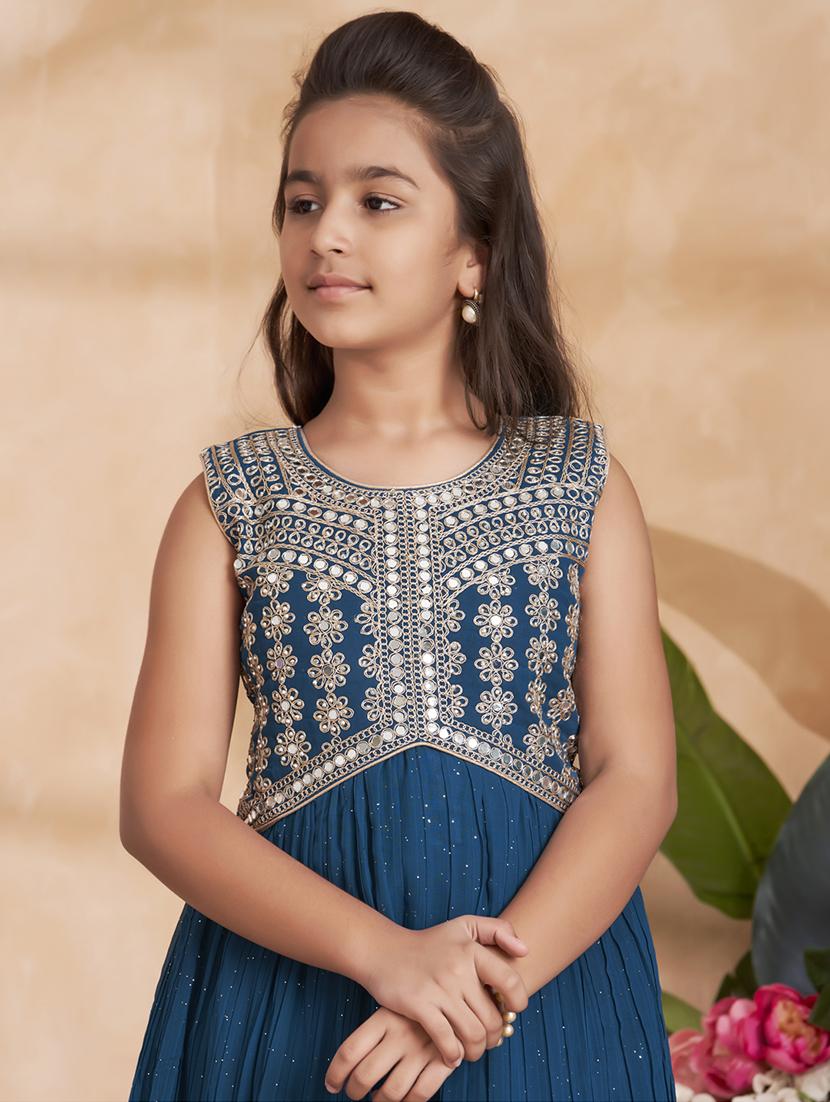 girls embroidered sleeveless fit & flare gown - 22012097 - Standard Image - 4
