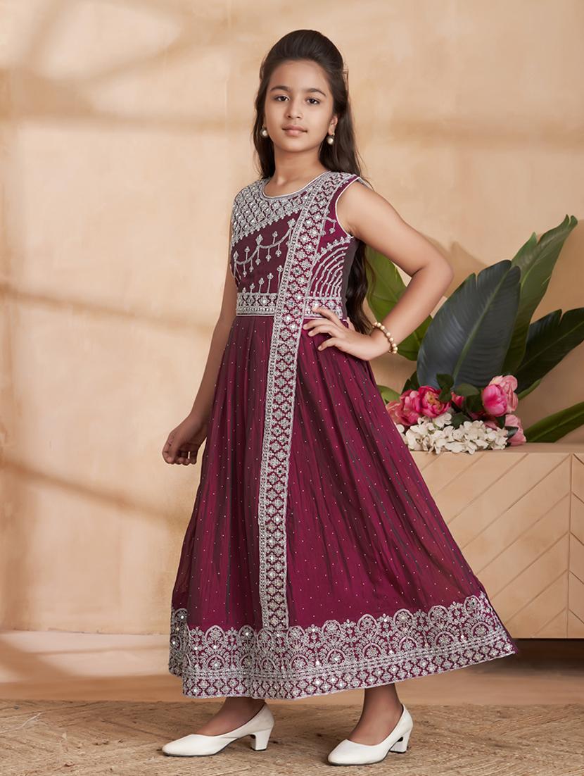 girls embroidered sleeveless fit & flare gown - 22012098 -  Standard Image - 1