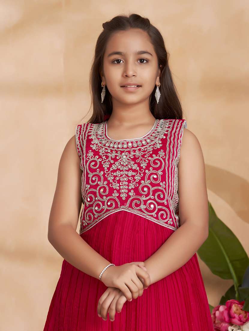 girls embroidered sleeveless fit & flare gown - 22012103 - Standard Image - 4