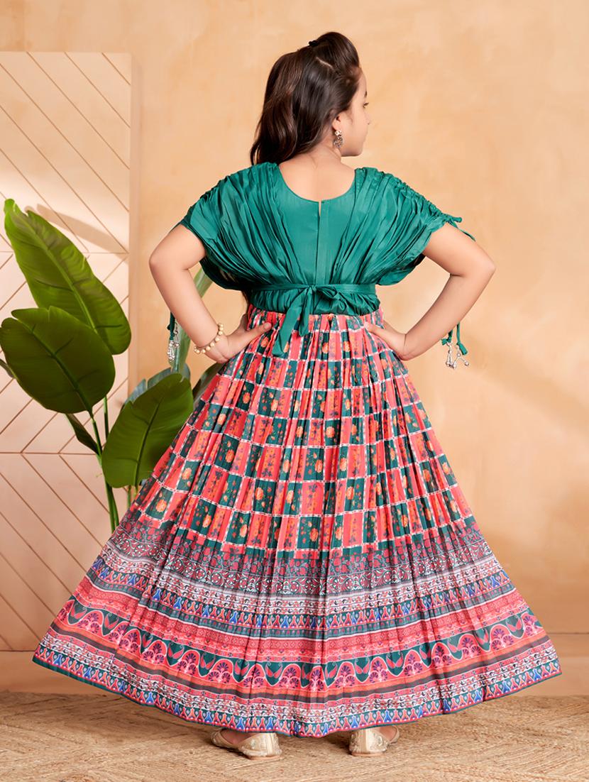 girls printed short sleeves fit & flare gown - 22012107 - Standard Image - 4