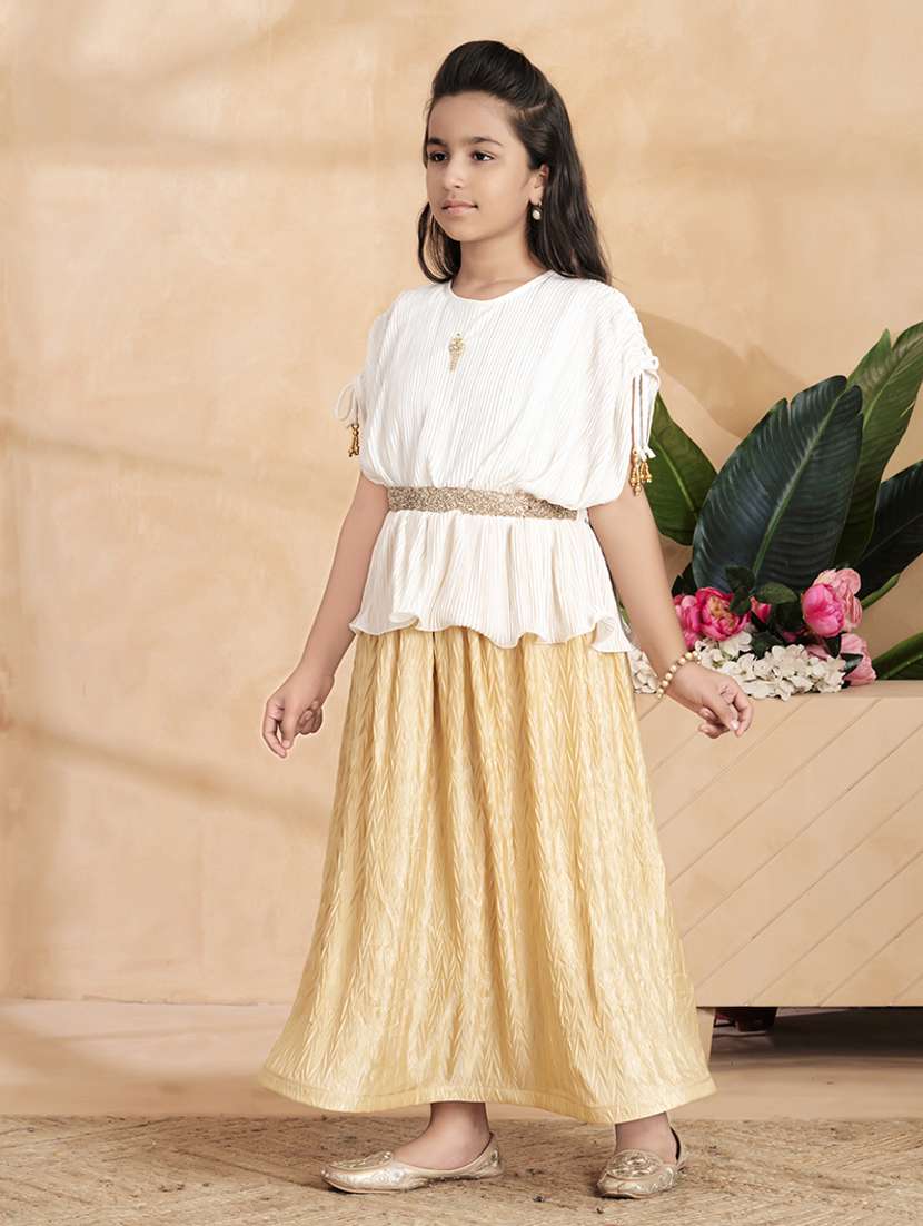girls solid kimono sleeve fit & flare dress - 22012108 -  Standard Image - 1
