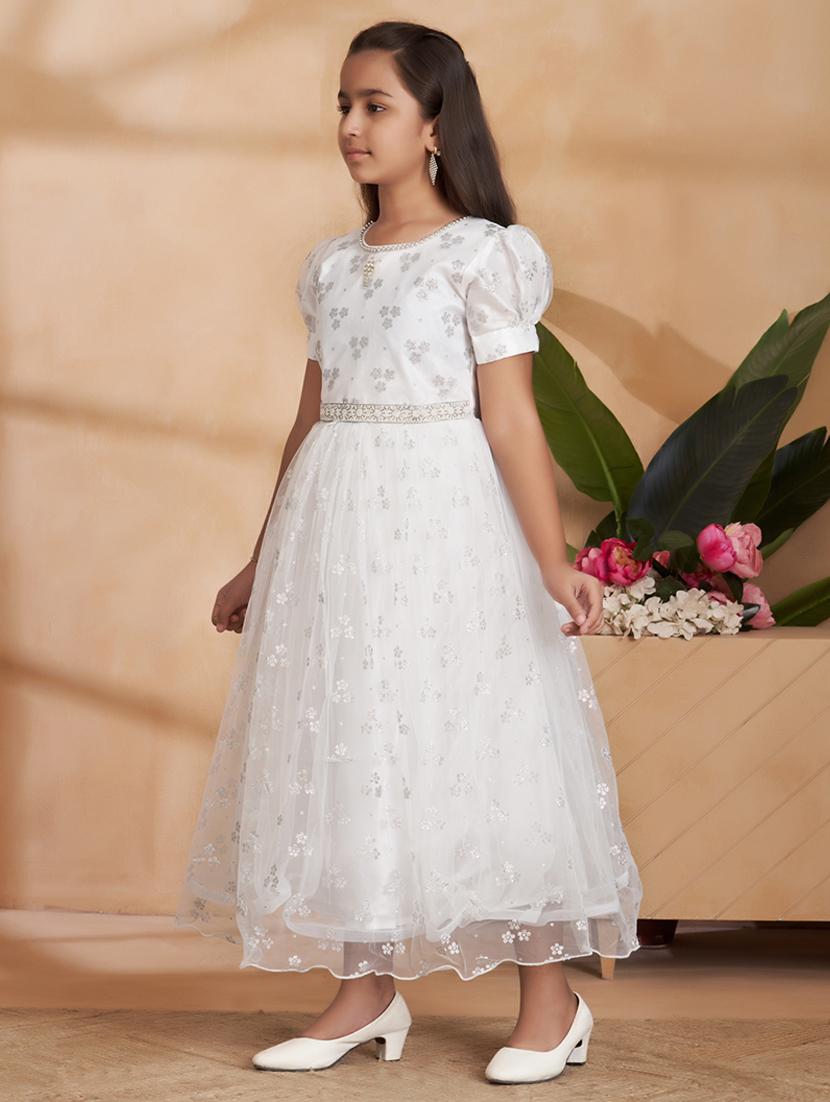 girls embellished puff sleeve fit & flare dress - 22012112 -  Standard Image - 1