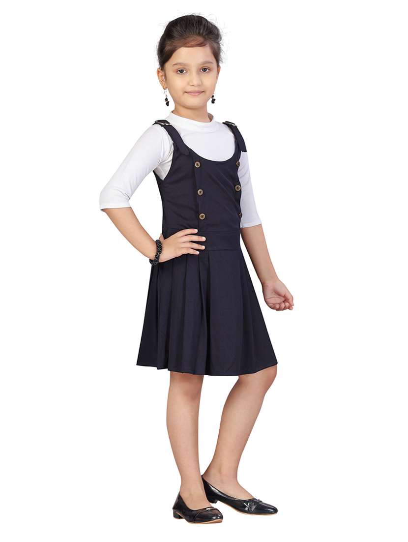 women solid three quartere sleeve fit and flared dress - 22012114 -  Standard Image - 1