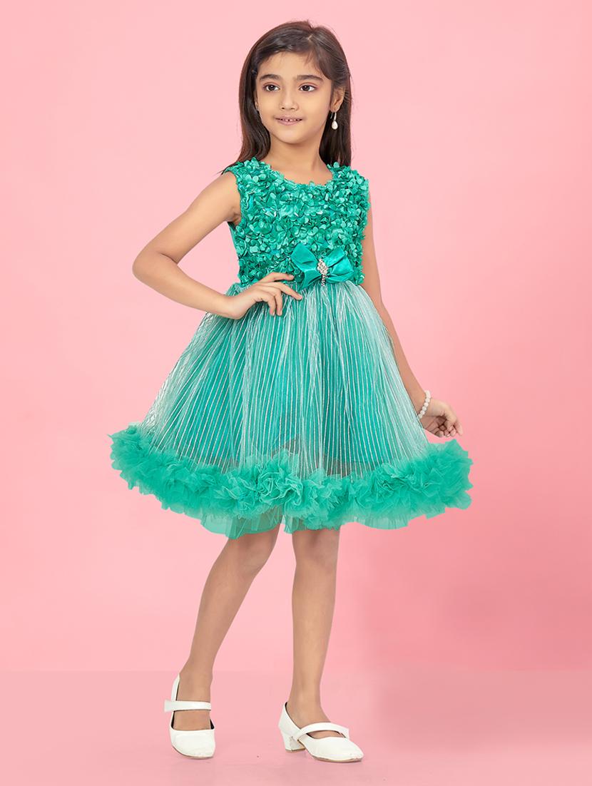 girls self designed sleeveless fit & flare dress - 22012115 -  Standard Image - 1