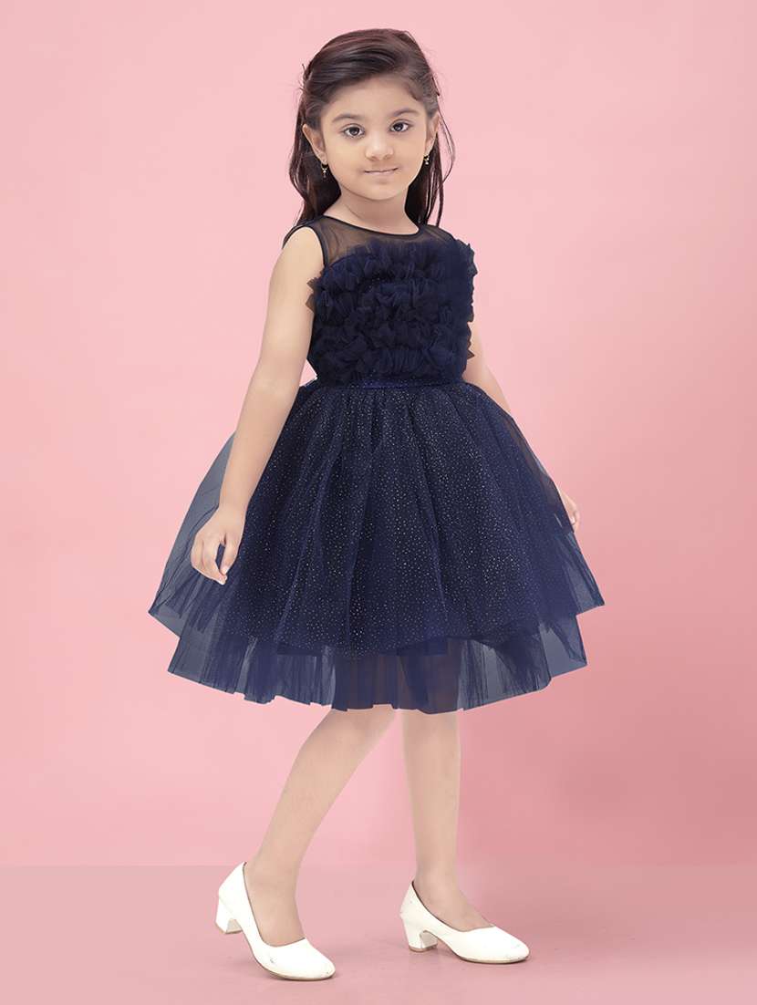 girls solid sleeveless fit & flare dress - 22012117 -  Standard Image - 1