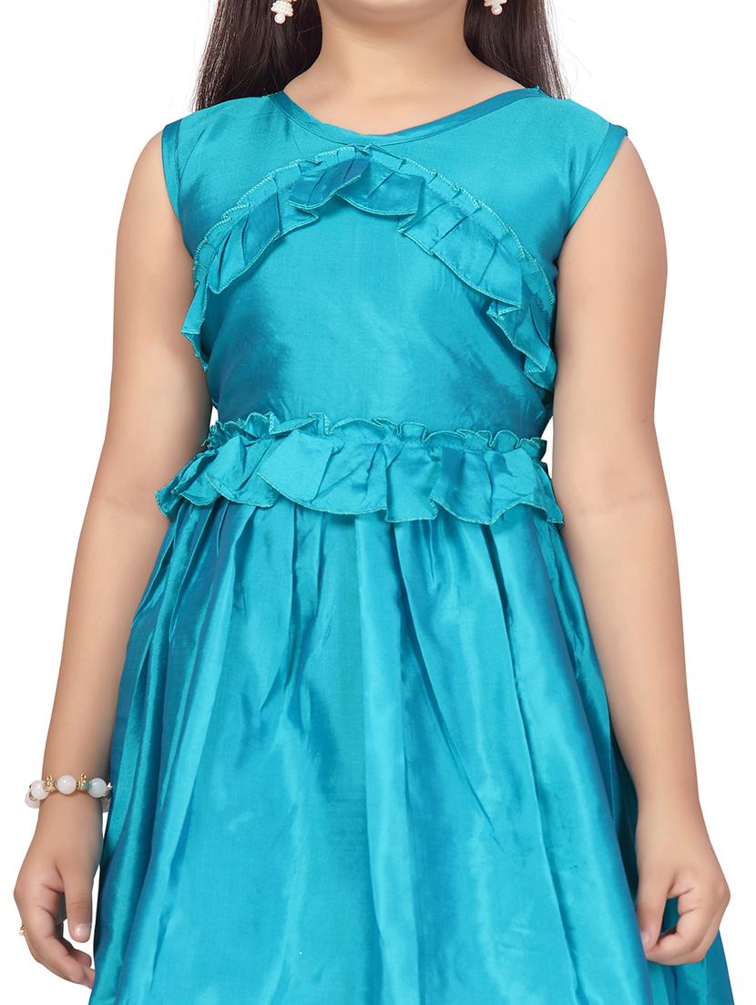 girls solid sleeveless fit & flare dress - 22012121 - Standard Image - 4