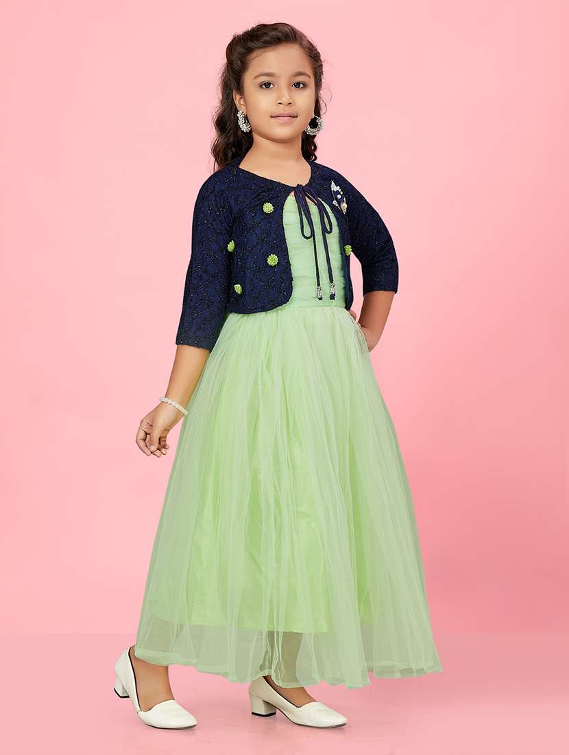 girls embellished three quarter sleeve fit & flare dress - 22012124 -  Standard Image - 1