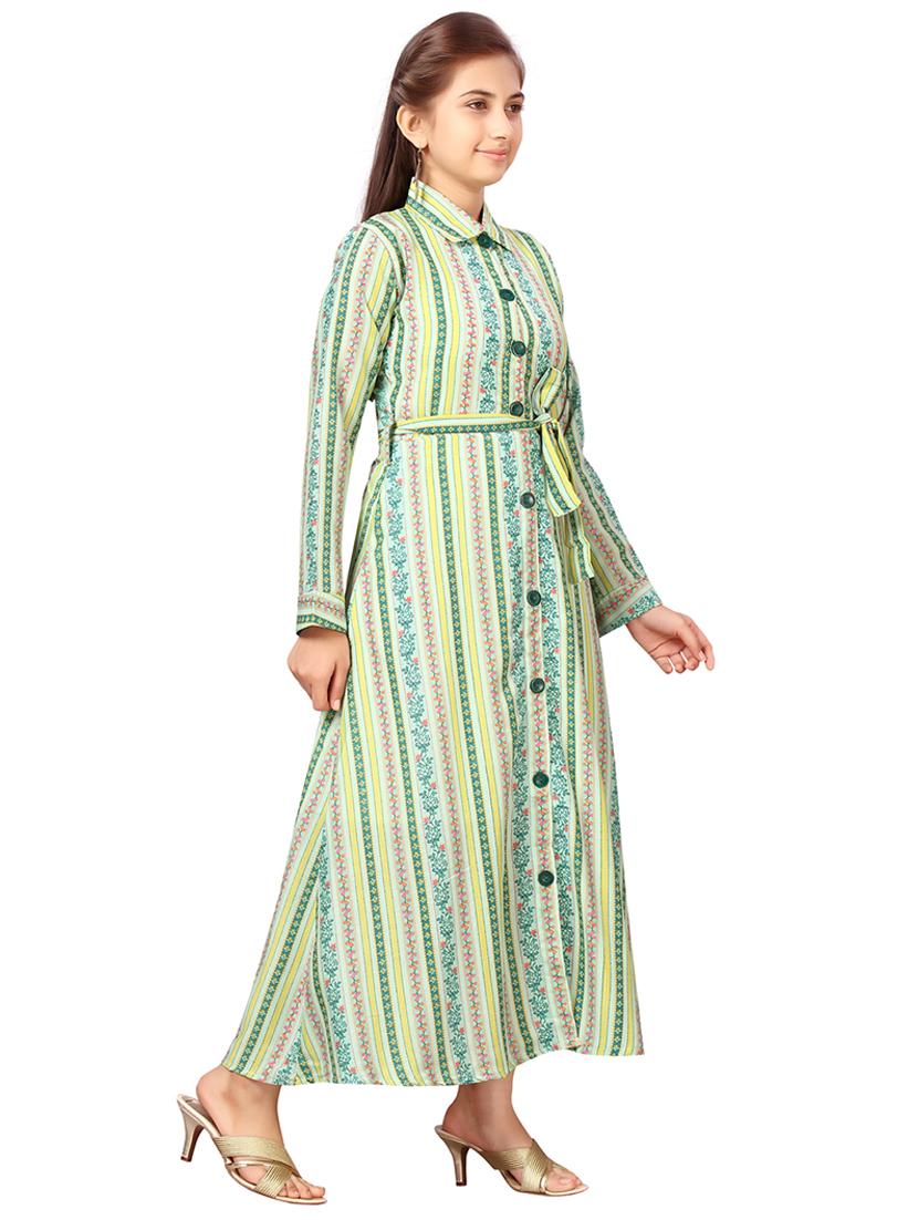 girls printed collared long sleeve shirt dress - 22012132 -  Standard Image - 1