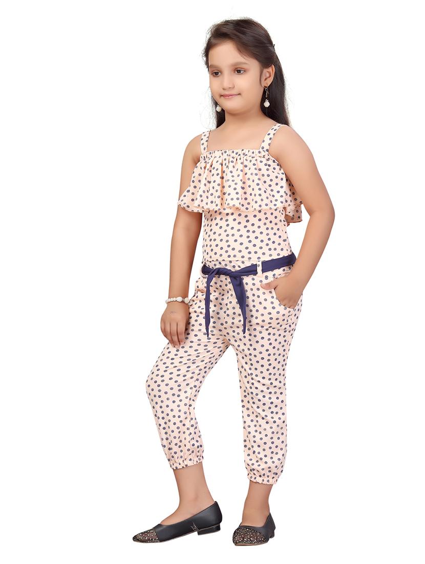 girls polka doted shoulder strap jumpsuit - 22012137 -  Standard Image - 1