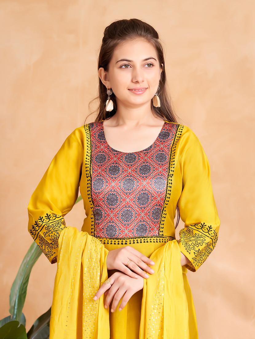 girls printed kurta palazzo set with dupatta - 22012142 - Standard Image - 4