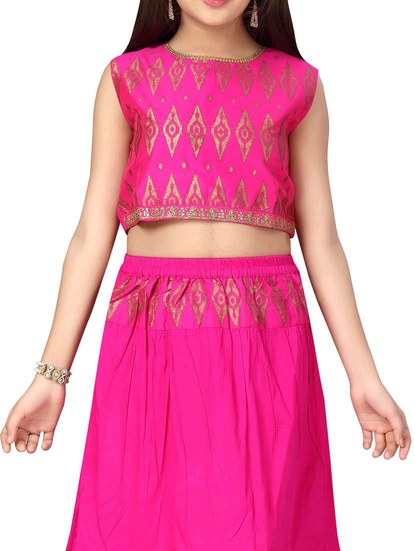 Pink Tiered Silk Blend Lehenga Choli Set - 22012151 -  Standard Image - 4