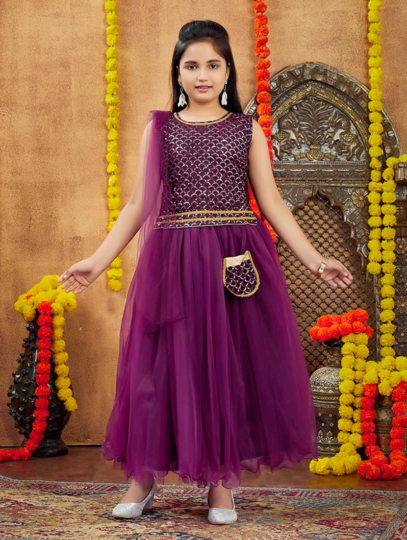 girls embroidered sleeveless lehenga choli set
