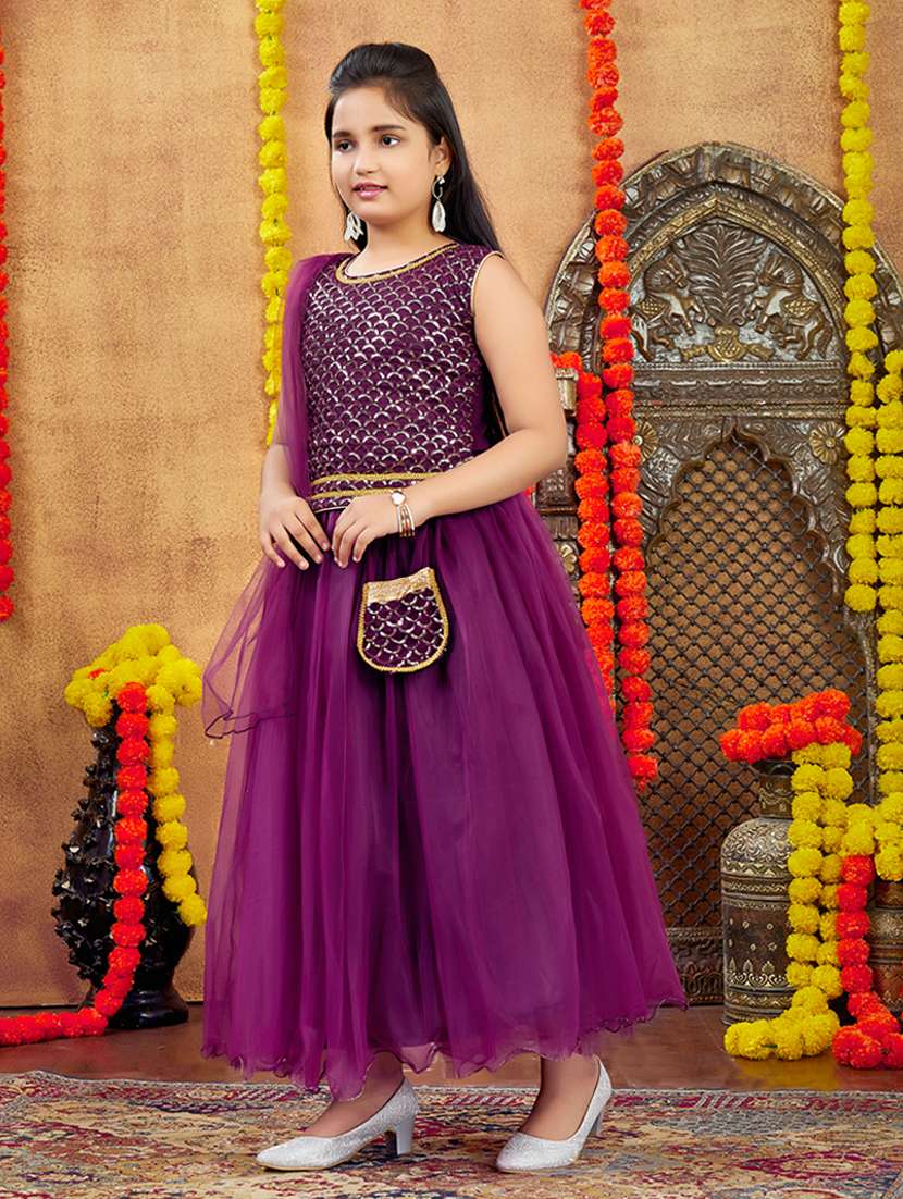 girls embroidered sleeveless lehenga choli set - 22012155 -  Standard Image - 1