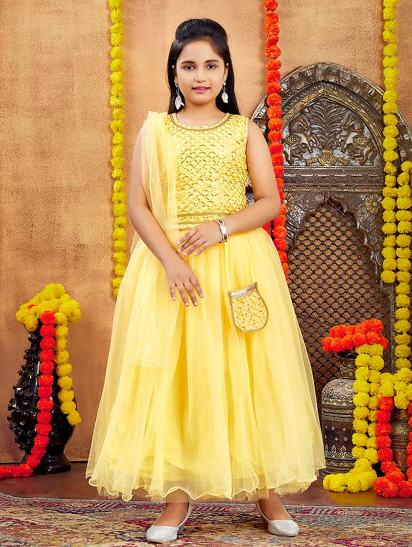 girls embroidered sleeveless lehenga choli set