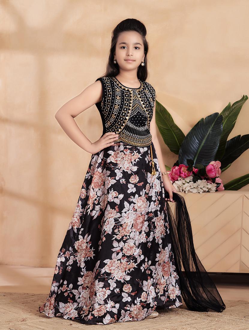 girls embroidered sleeveless lehenga choli set - 22012157 - Standard Image - 1