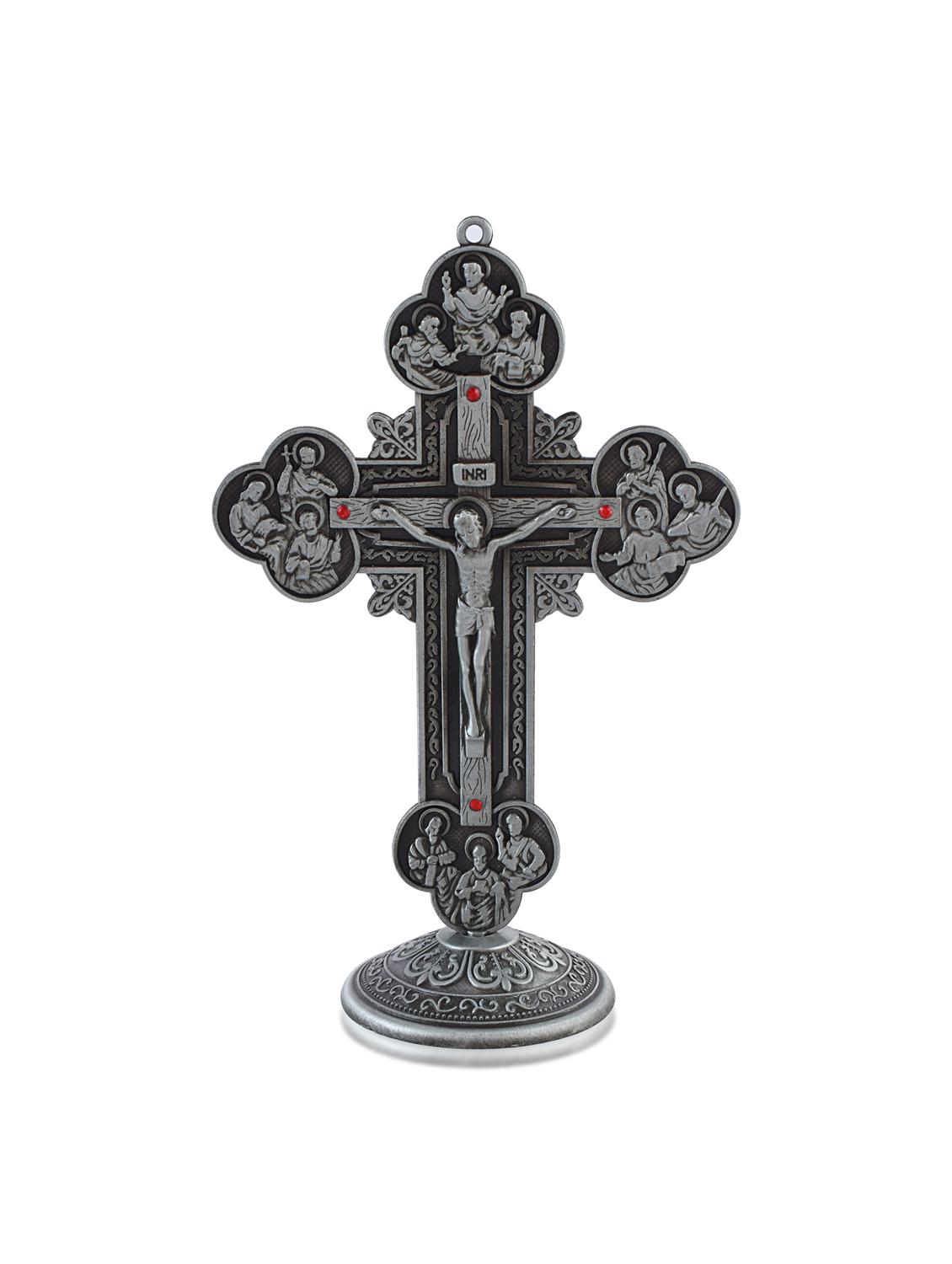 brass antique silver christian jesus cross crucifix stand home decor - 22012167 -  Standard Image - 1