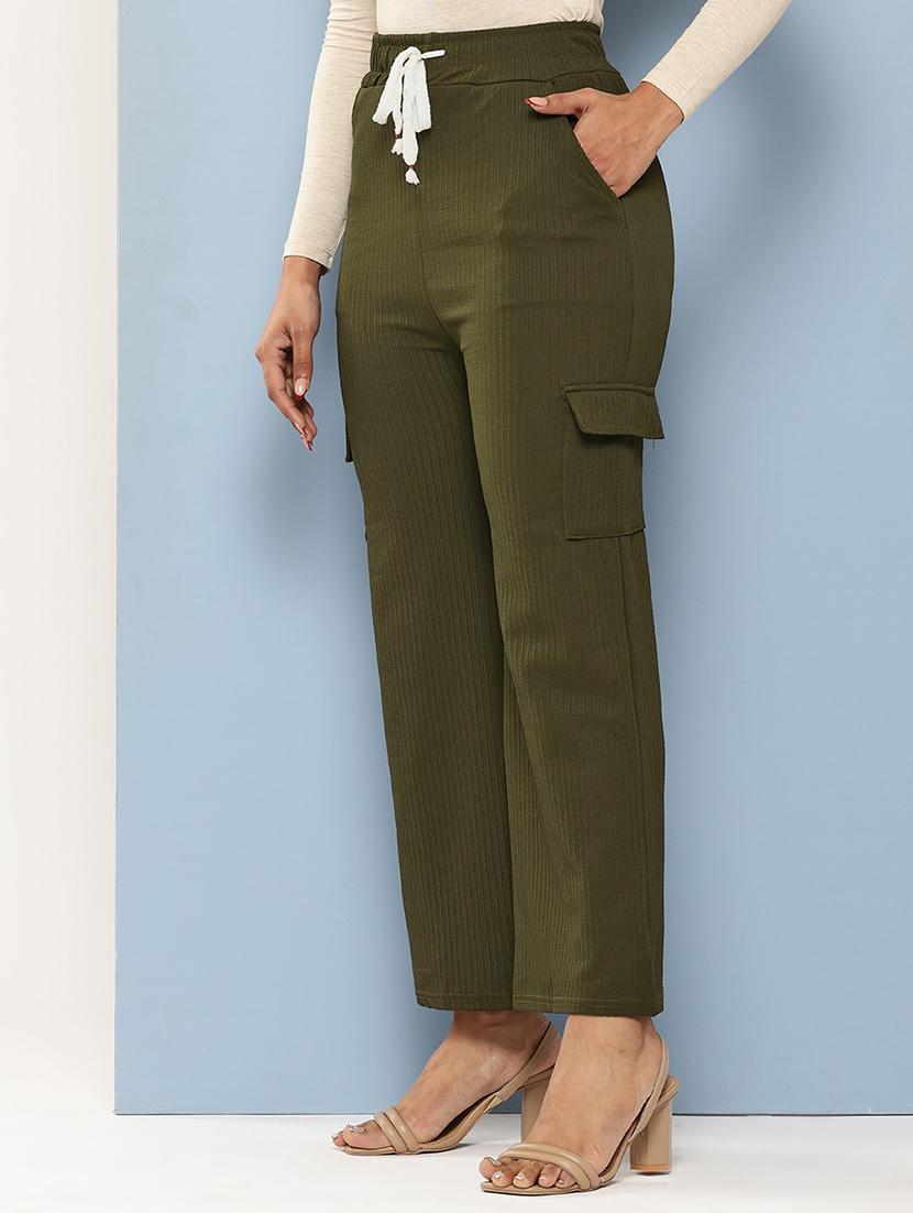 girls solid mid rise relaxed fit cargo - 22012170 - Standard Image - 1