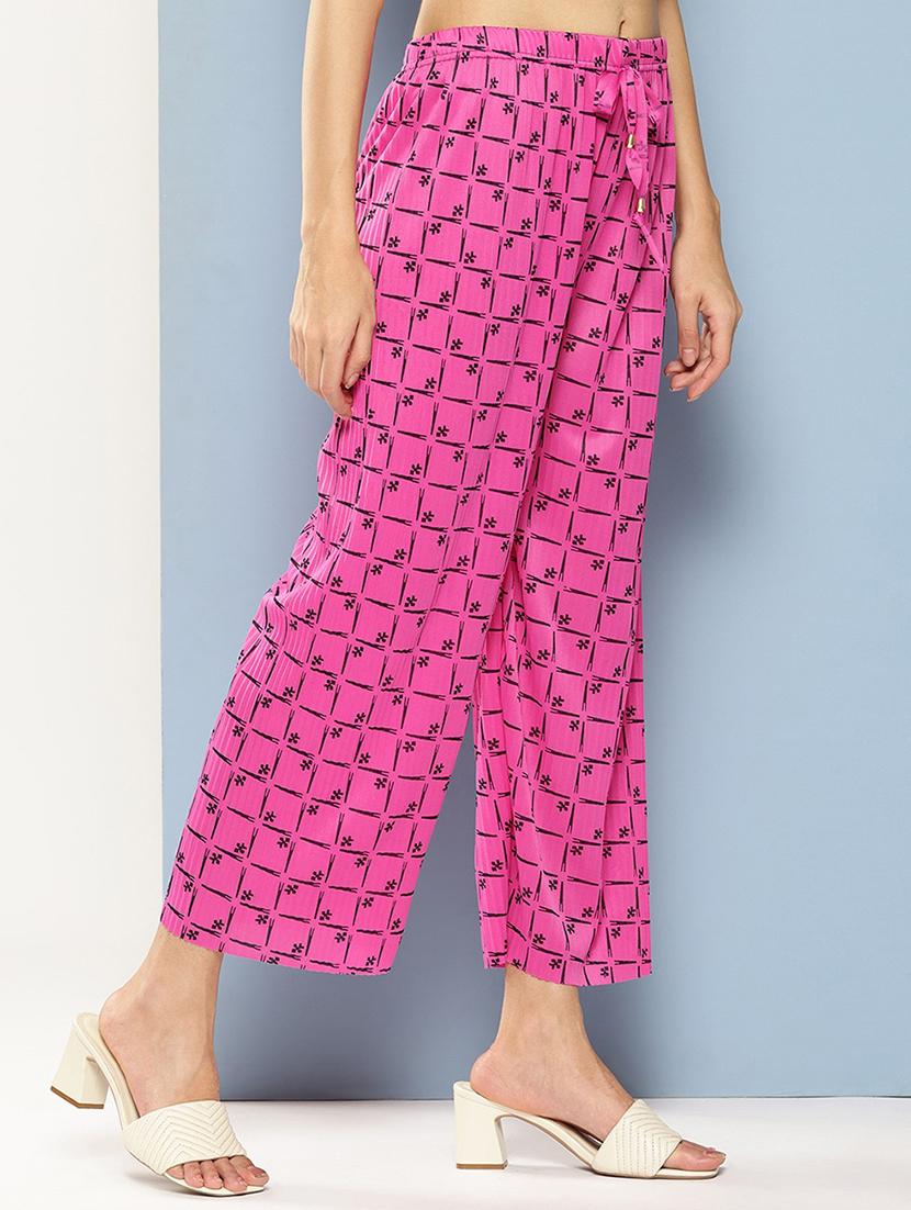 girls printed mid rise straight palazzo - 22012172 -  Standard Image - 1