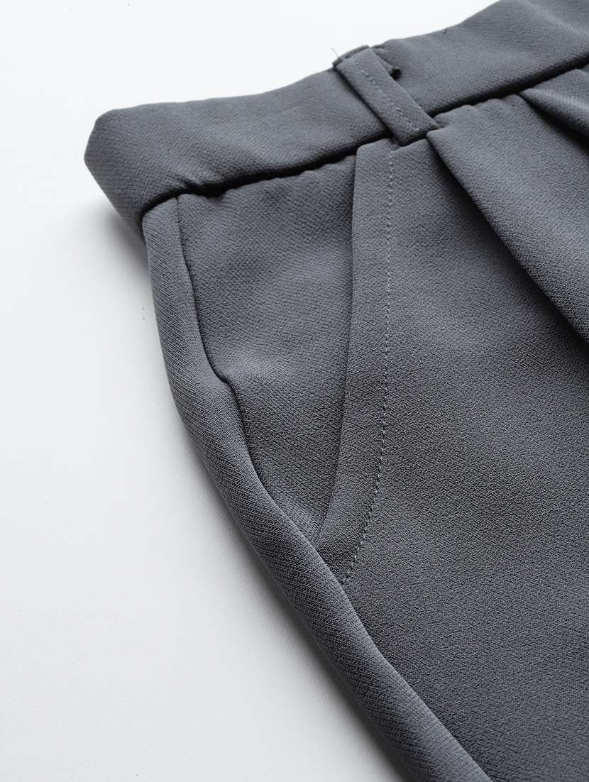 girls solid mid rise straight trouser - 22012177 -  Standard Image - 4