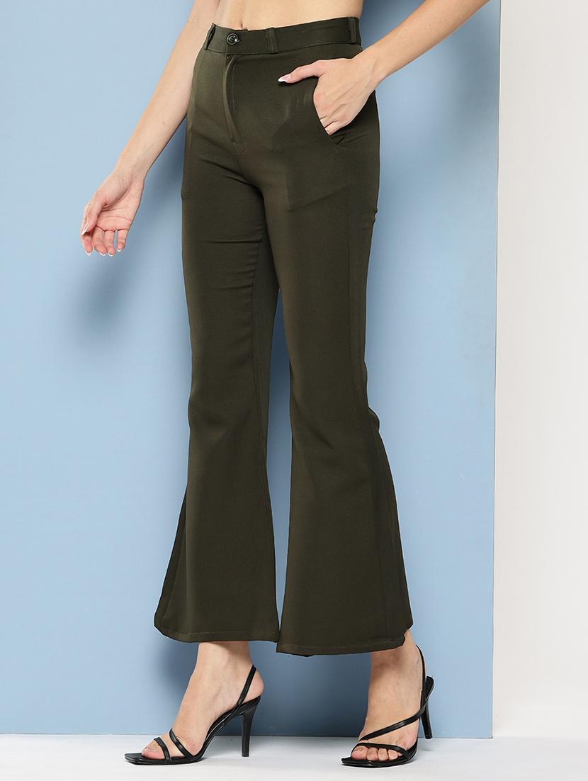 girls solid mid rise bootcut trouser - 22012190 -  Standard Image - 1