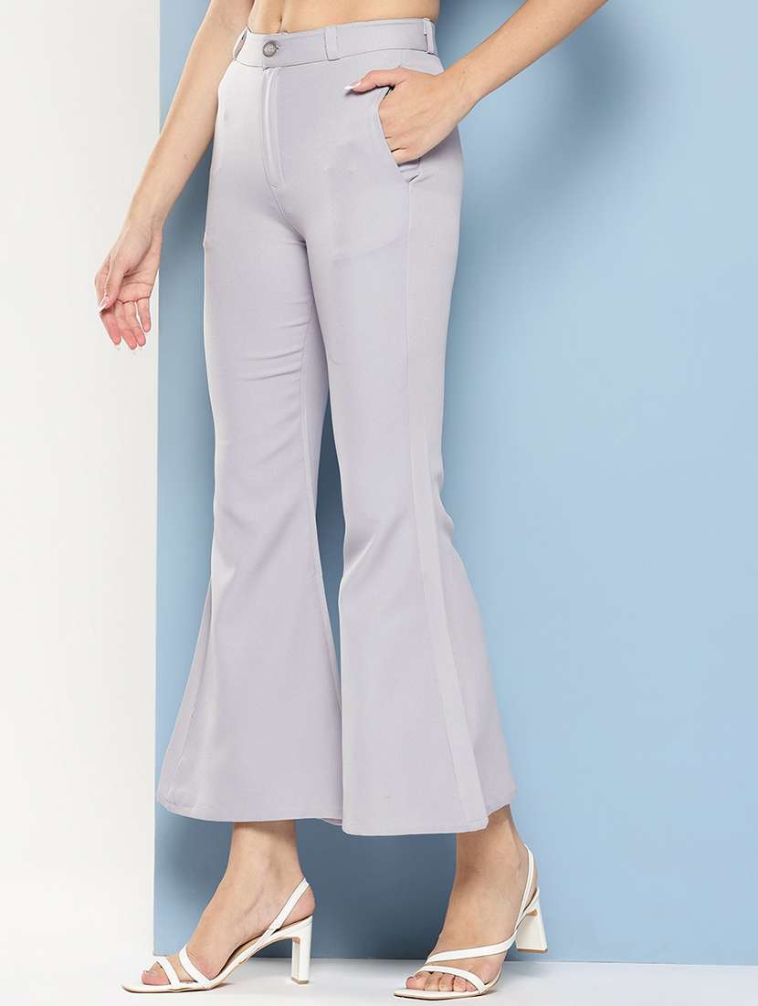 girls solid mid rise bootcut trouser - 22012191 -  Standard Image - 1