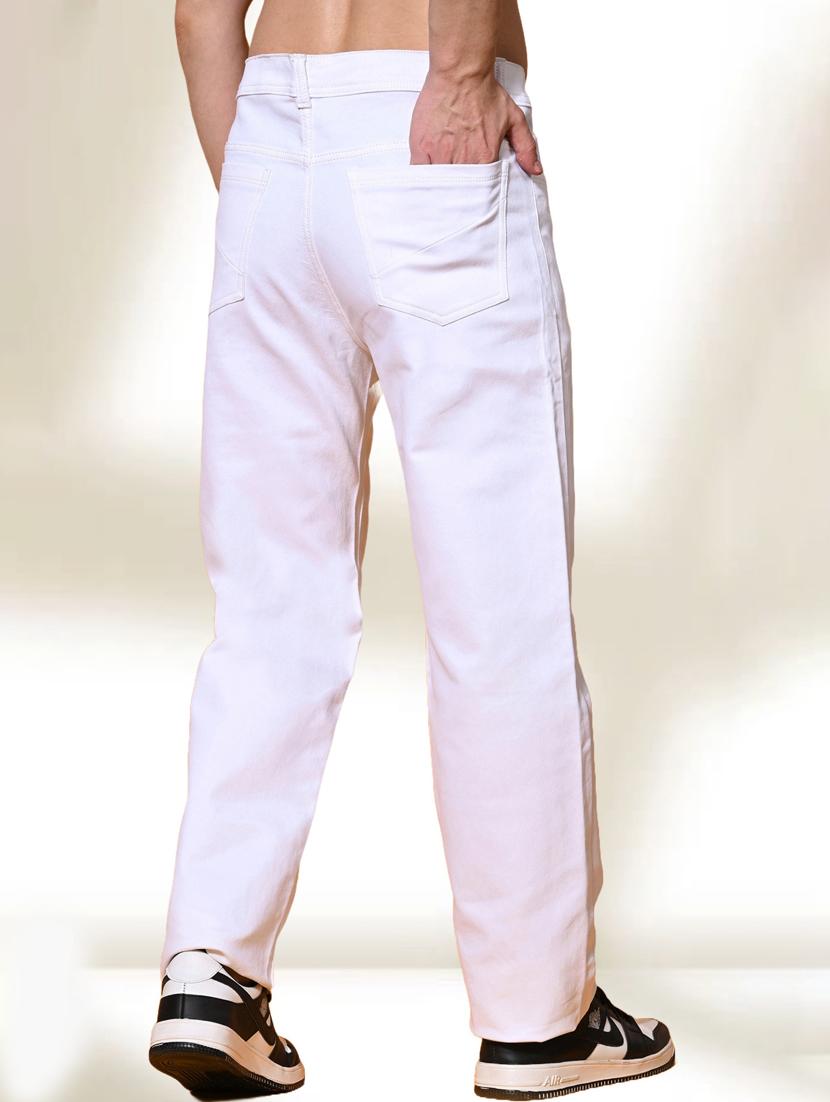 men white solid mid rise relaxed fit jeans - 22012197 - Standard Image - 1