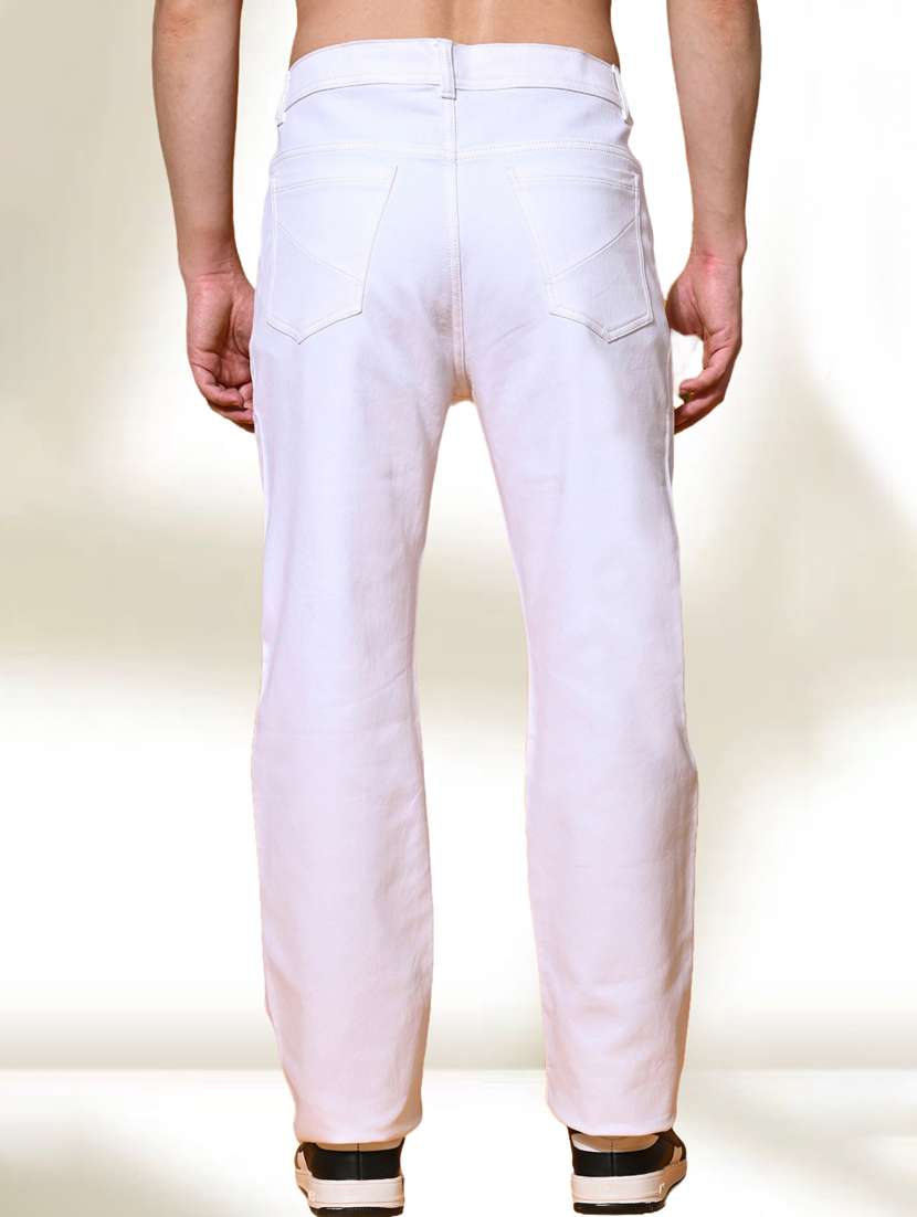 men white solid mid rise relaxed fit jeans - 22012200 - Standard Image - 1