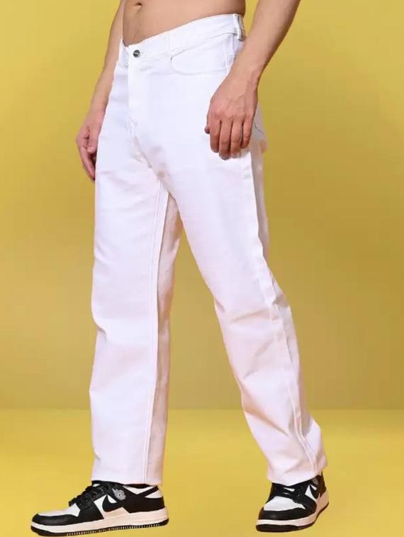 men white solid mid rise relaxed fit jeans - 22012205 -  Standard Image - 1