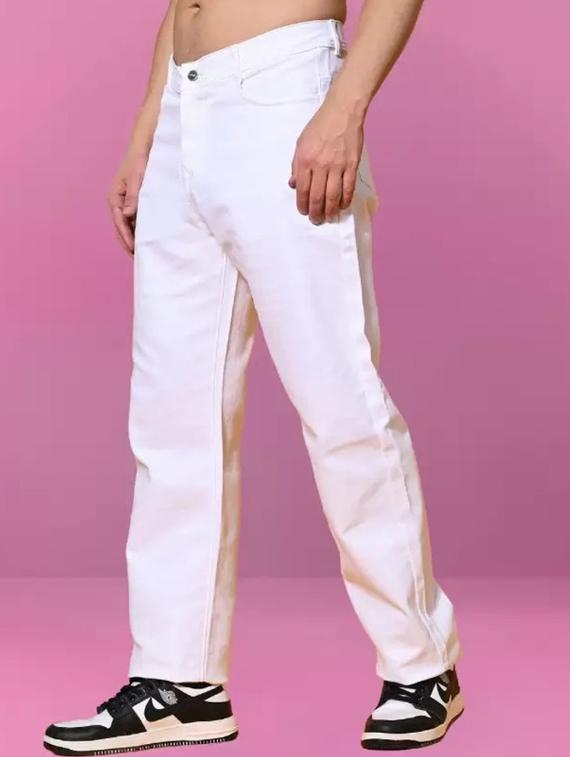 men white solid mid rise relaxed fit jeans - 22012206 -  Standard Image - 1
