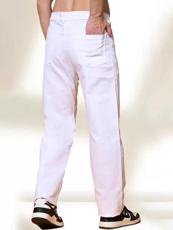 men white solid mid rise relaxed fit jeans - 22012228 - Standard Image - 1