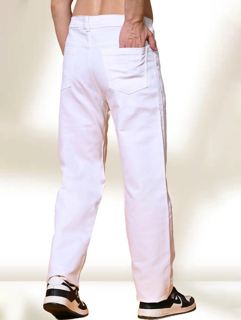 men white solid mid rise relaxed fit jeans - 22012233 - Standard Image - 1