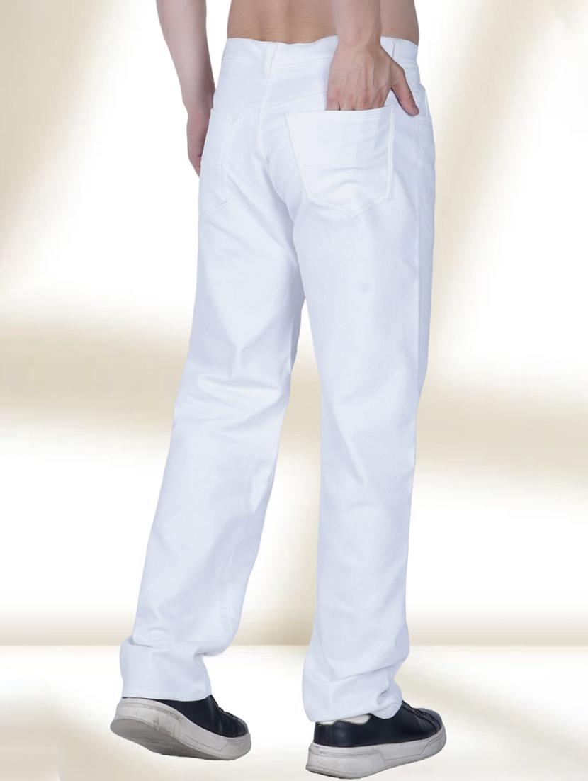 men white solid mid rise relaxed fit jeans - 22012236 - Standard Image - 1