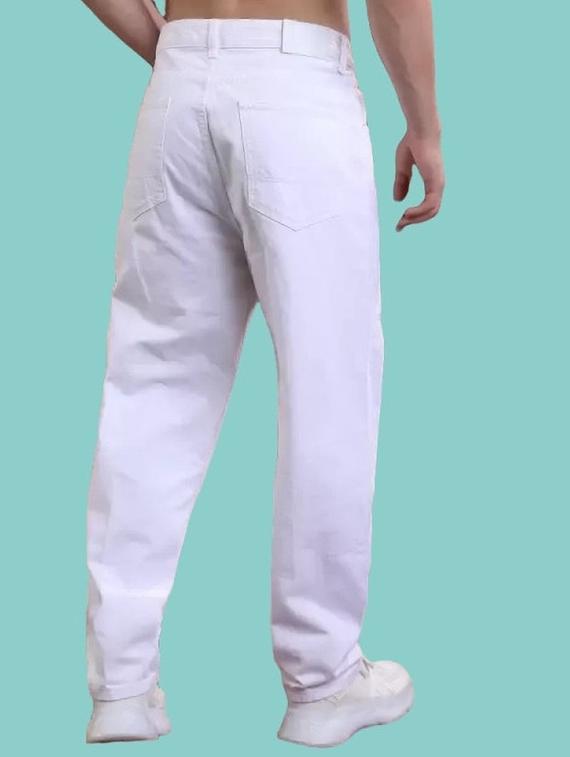 men white solid mid rise relaxed fit jeans - 22012240 - Standard Image - 1