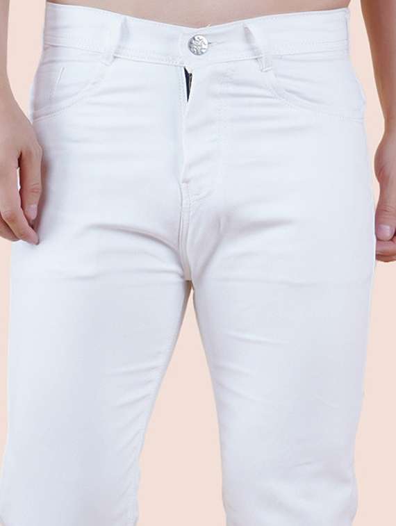 men white solid mid rise straight fit jeans - 22012243 -  Standard Image - 1