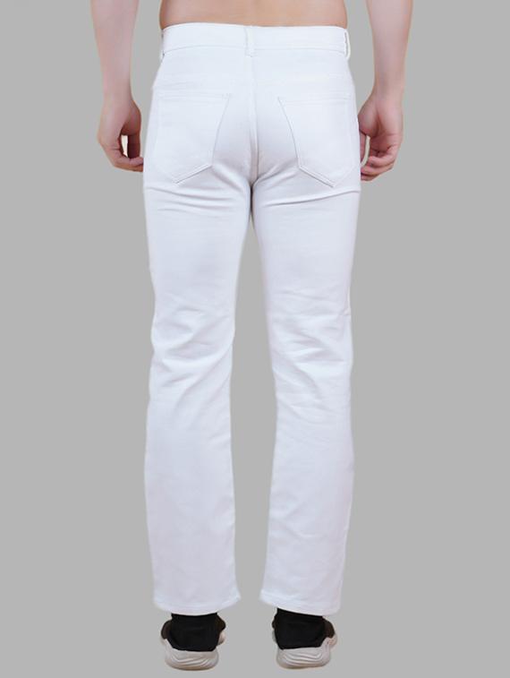 men white plain mid rise straight fit jeans - 22012255 - Standard Image - 1