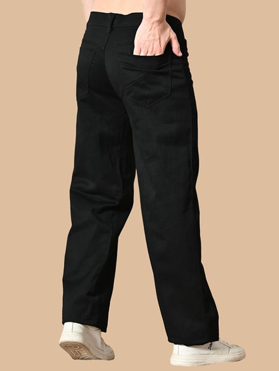 men black plain mid rise baggy jeans - 22012288 - Standard Image - 1