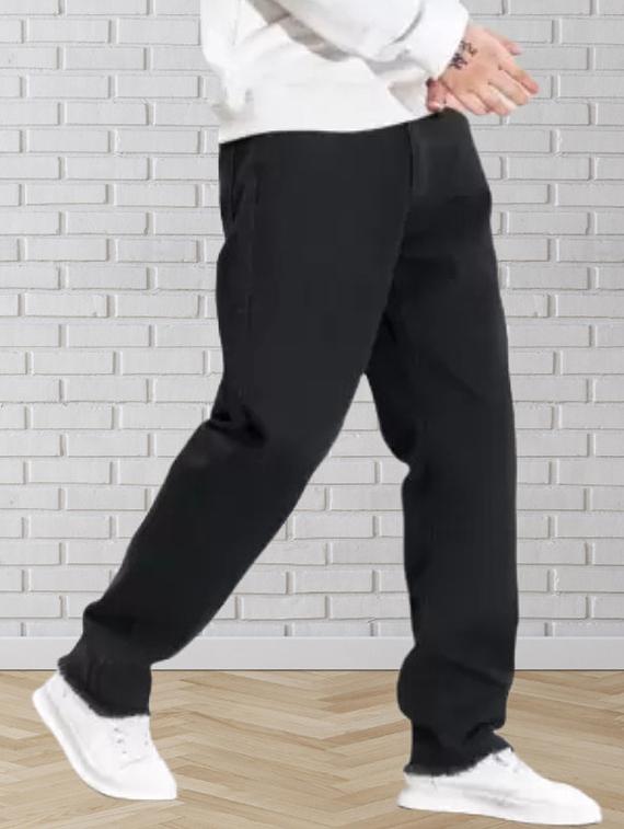 men black plain mid rise relaxed fit jeans - 22012295 -  Standard Image - 1