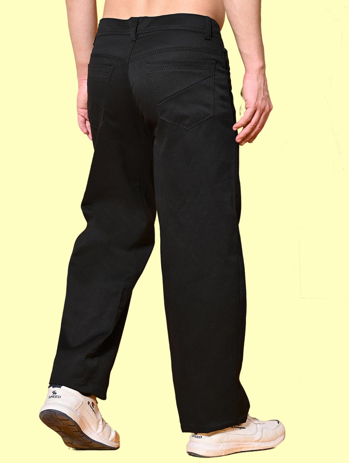 men black plain mid rise baggy jeans - 22012333 - Standard Image - 1