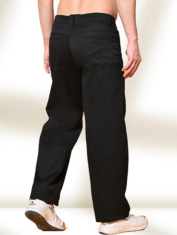 men black plain mid rise baggy jeans - 22012337 - Standard Image - 1