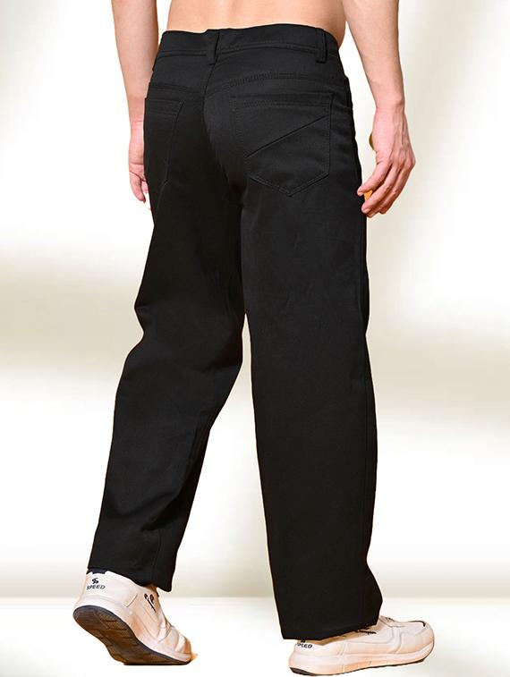 men black plain mid rise baggy jeans - 22012339 -  Standard Image - 1