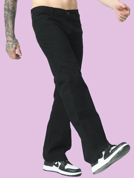 men black plain mid rise baggy jeans - 22012340 -  Standard Image - 1