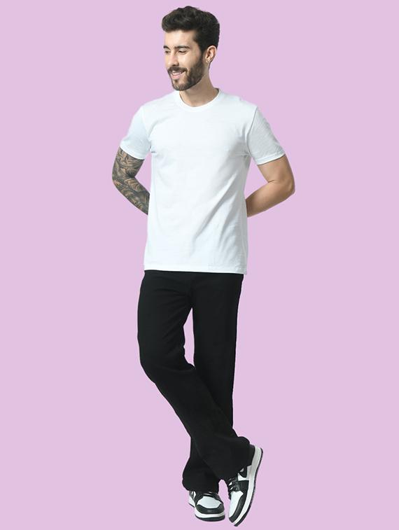 men black plain mid rise baggy jeans - 22012340 - Standard Image - 4