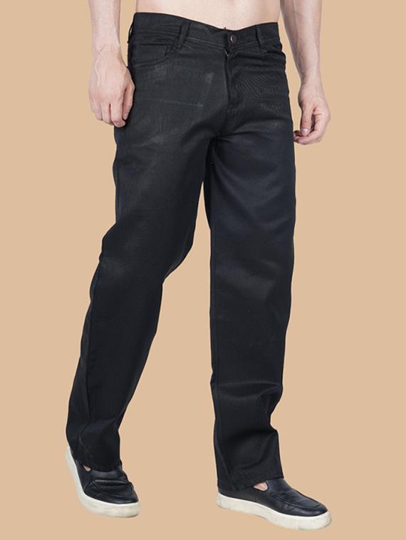 men black plain mid rise baggy jeans - 22012342 - Standard Image - 1
